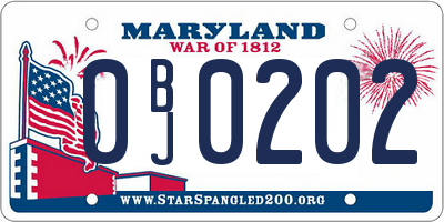 MD license plate 0BJ0202