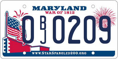 MD license plate 0BJ0209