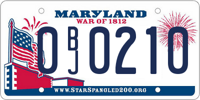 MD license plate 0BJ0210