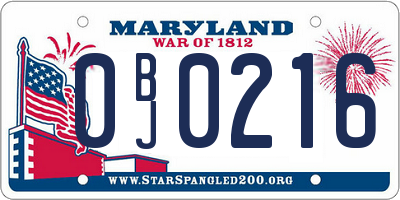 MD license plate 0BJ0216