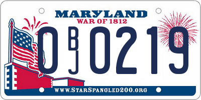 MD license plate 0BJ0219