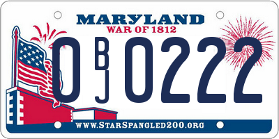 MD license plate 0BJ0222