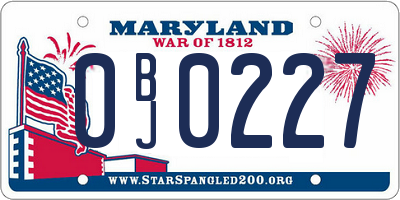 MD license plate 0BJ0227