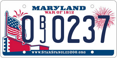 MD license plate 0BJ0237
