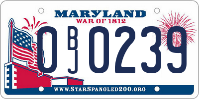 MD license plate 0BJ0239