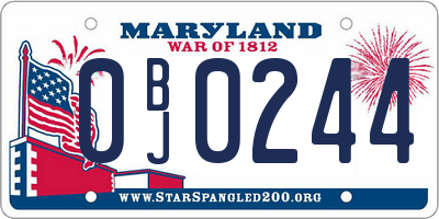 MD license plate 0BJ0244