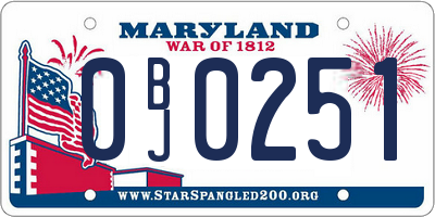 MD license plate 0BJ0251