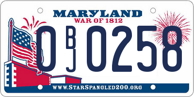 MD license plate 0BJ0258