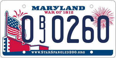 MD license plate 0BJ0260