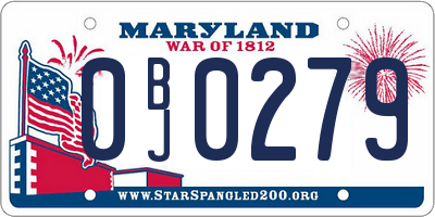 MD license plate 0BJ0279