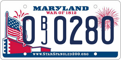 MD license plate 0BJ0280