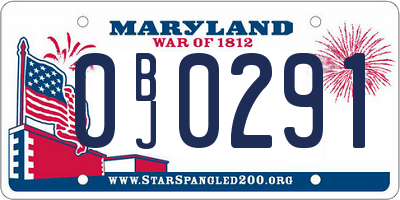 MD license plate 0BJ0291