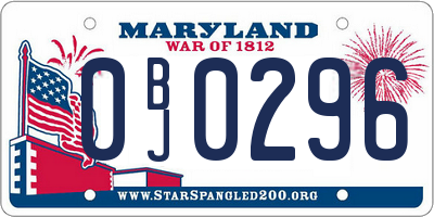 MD license plate 0BJ0296