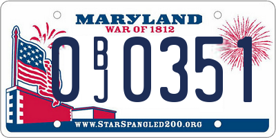 MD license plate 0BJ0351