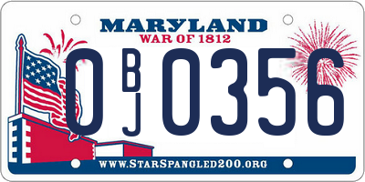 MD license plate 0BJ0356