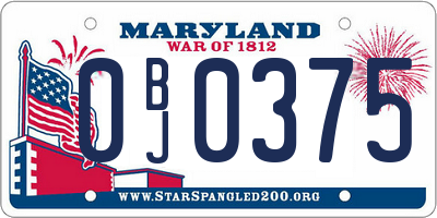 MD license plate 0BJ0375
