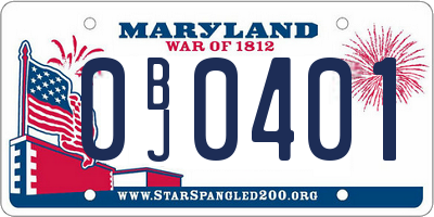 MD license plate 0BJ0401