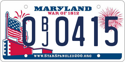 MD license plate 0BJ0415