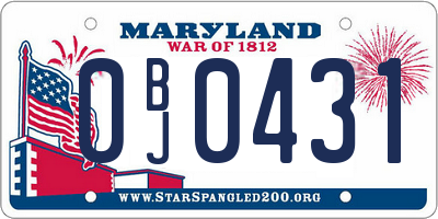 MD license plate 0BJ0431
