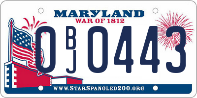 MD license plate 0BJ0443