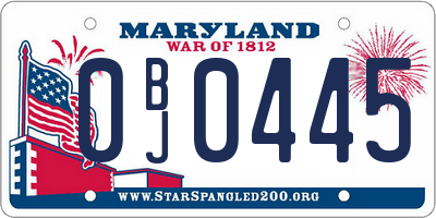 MD license plate 0BJ0445
