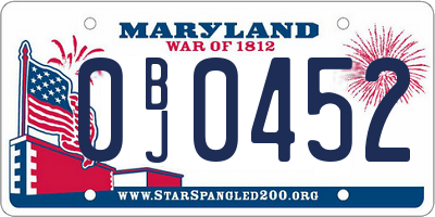 MD license plate 0BJ0452