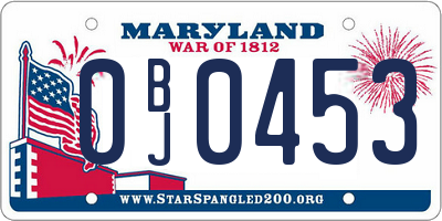 MD license plate 0BJ0453