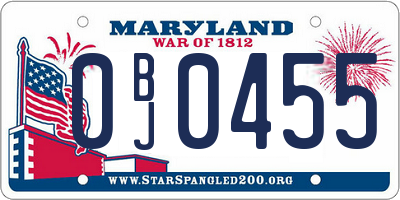 MD license plate 0BJ0455