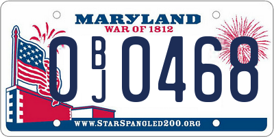 MD license plate 0BJ0468