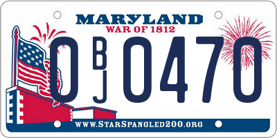 MD license plate 0BJ0470