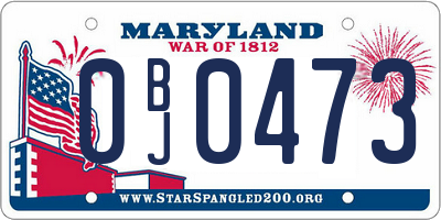 MD license plate 0BJ0473