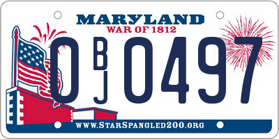 MD license plate 0BJ0497