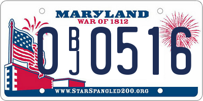 MD license plate 0BJ0516