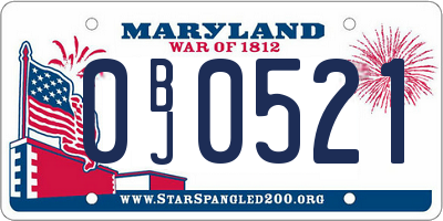 MD license plate 0BJ0521