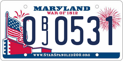 MD license plate 0BJ0531