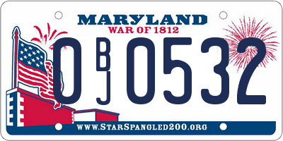 MD license plate 0BJ0532