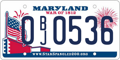 MD license plate 0BJ0536
