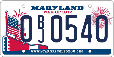 MD license plate 0BJ0540