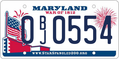 MD license plate 0BJ0554