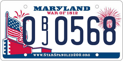 MD license plate 0BJ0568