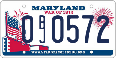 MD license plate 0BJ0572