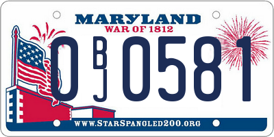 MD license plate 0BJ0581