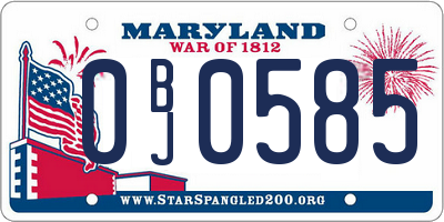 MD license plate 0BJ0585