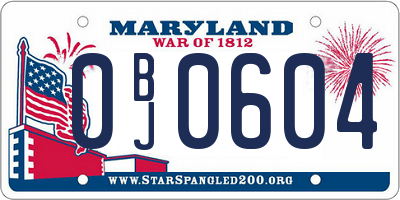MD license plate 0BJ0604