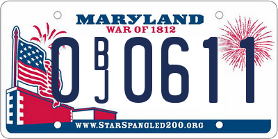 MD license plate 0BJ0611