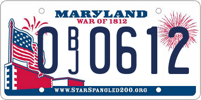 MD license plate 0BJ0612