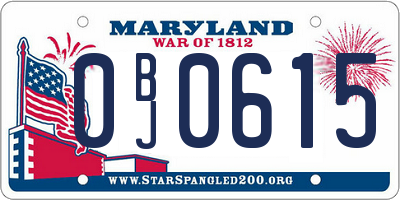MD license plate 0BJ0615