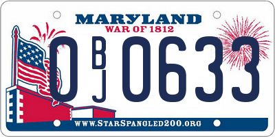 MD license plate 0BJ0633