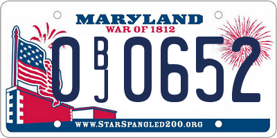 MD license plate 0BJ0652