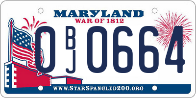 MD license plate 0BJ0664